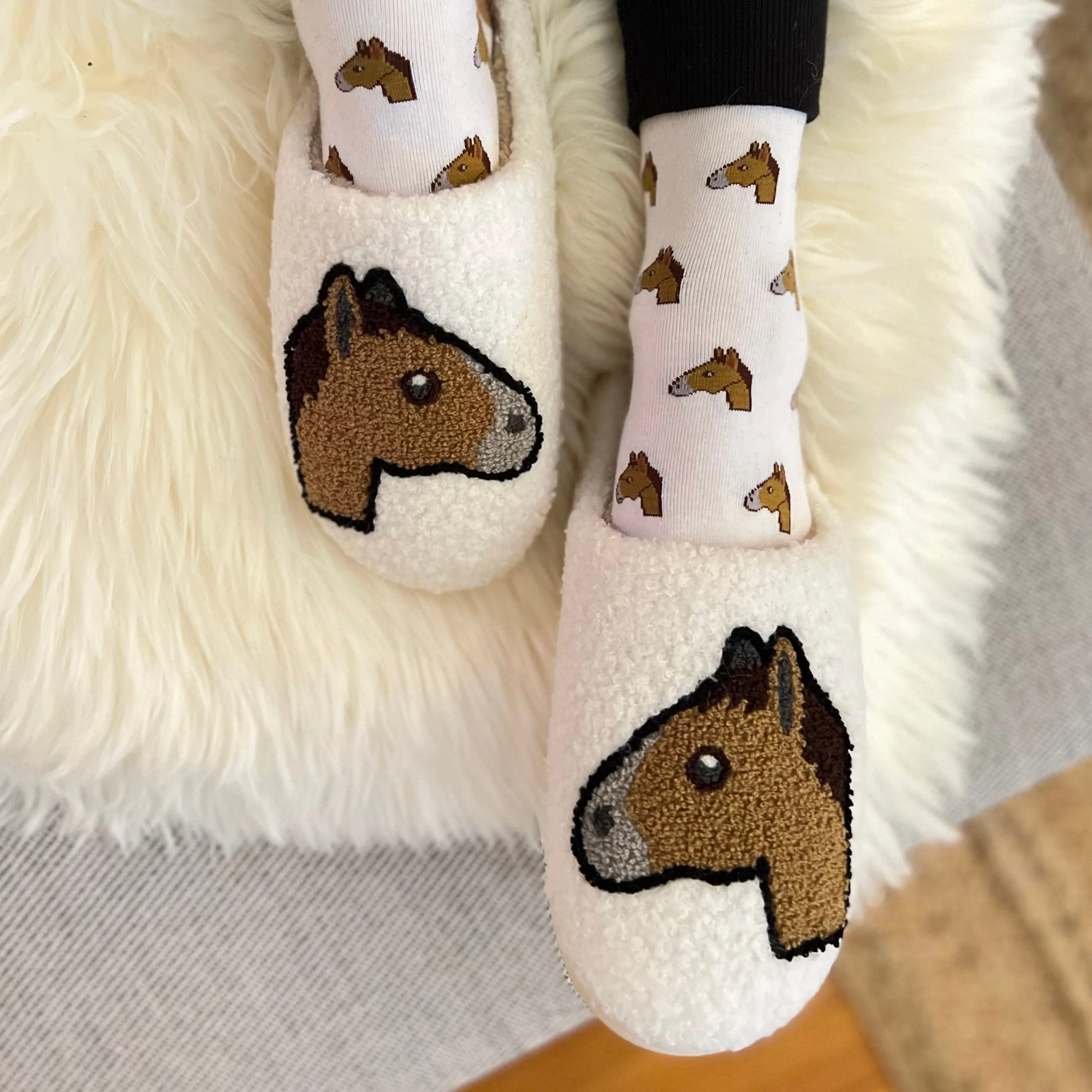 Horse Head Emoji Slippers