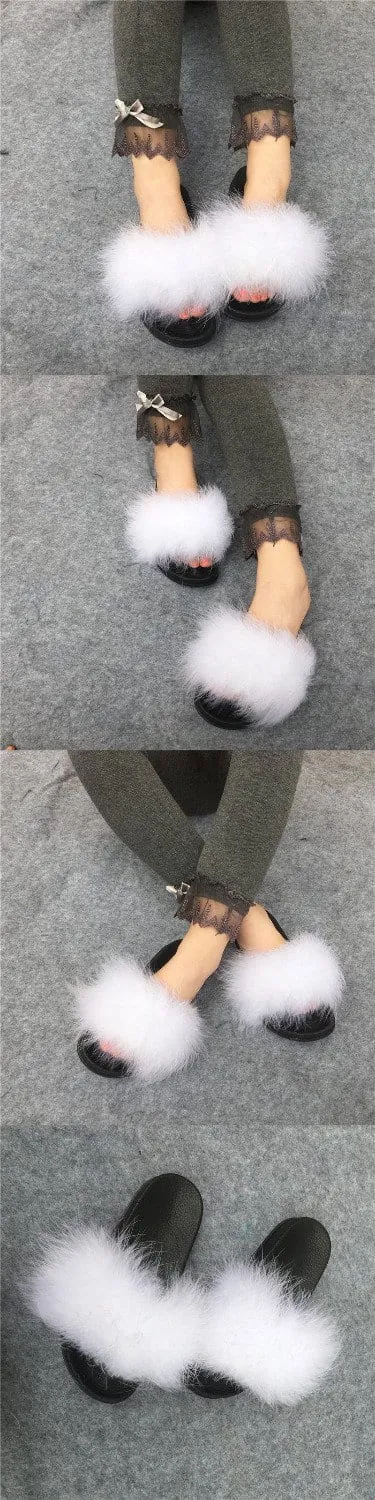 “Icons doll” Fluffy fuzzy fur slides slipper