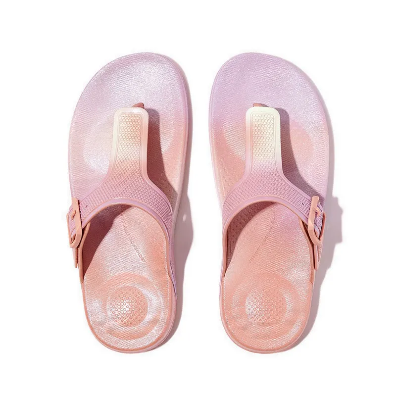 iQUSHION IRIDESCENT ADJUSTABLE BUCKLE FLIP-FLOPS