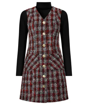 Joe Browns 10 Grey Check Pinafore Dress