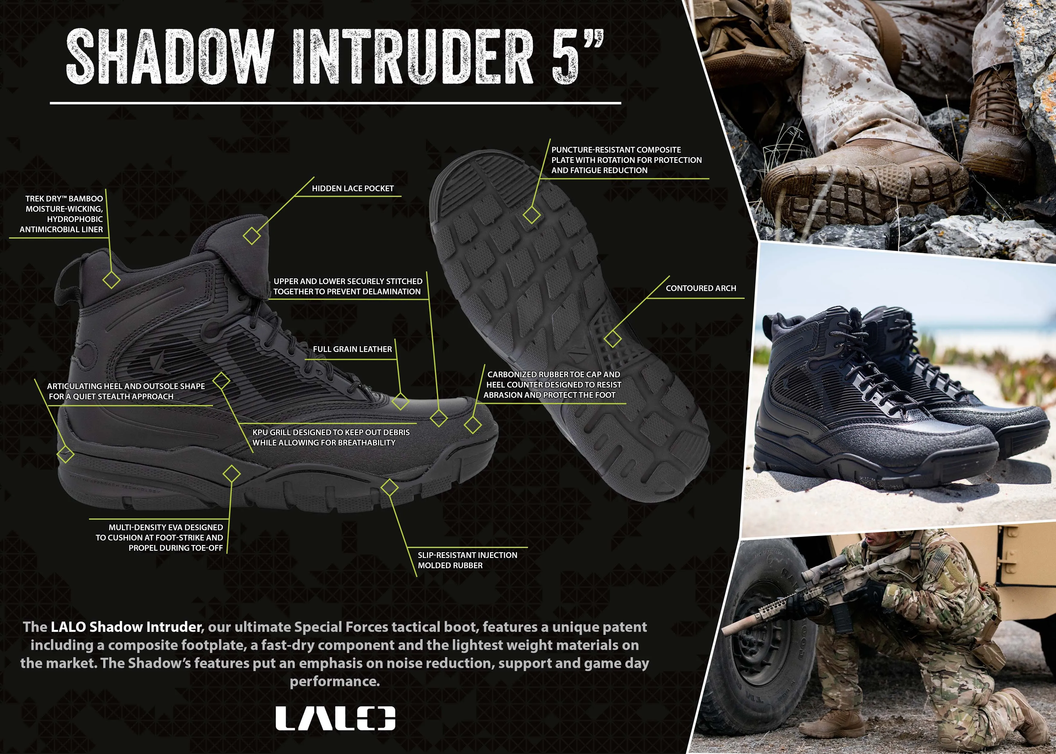 LALO SHADOW INTRUDER 5" Boots Black - 1ML007