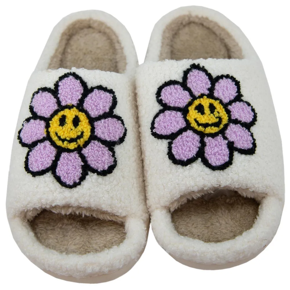 Lavender Daisy Happy Face Wholesale Open Toed Slippers