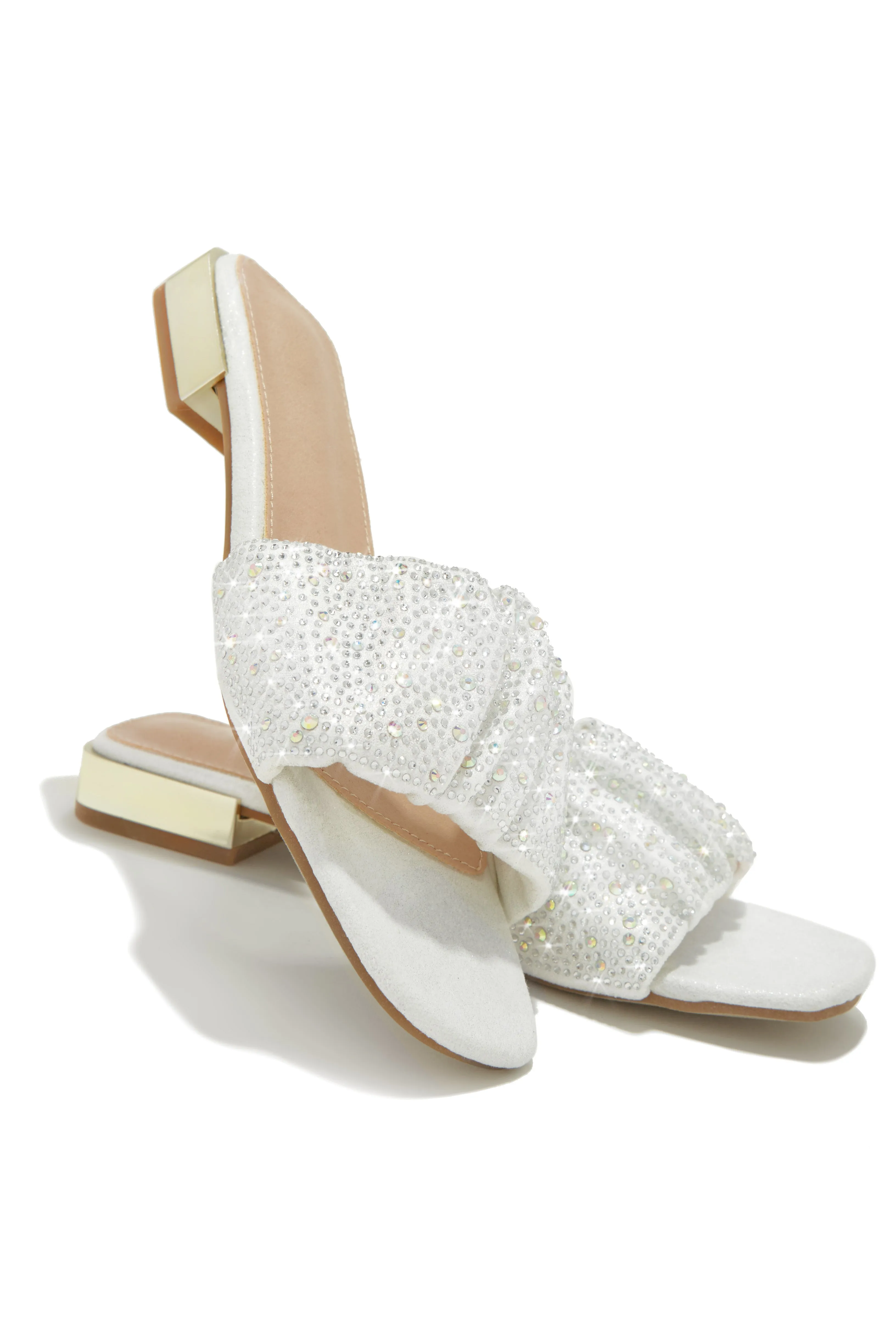 Long Weekend Ready Embellished Slip On Sandals - White