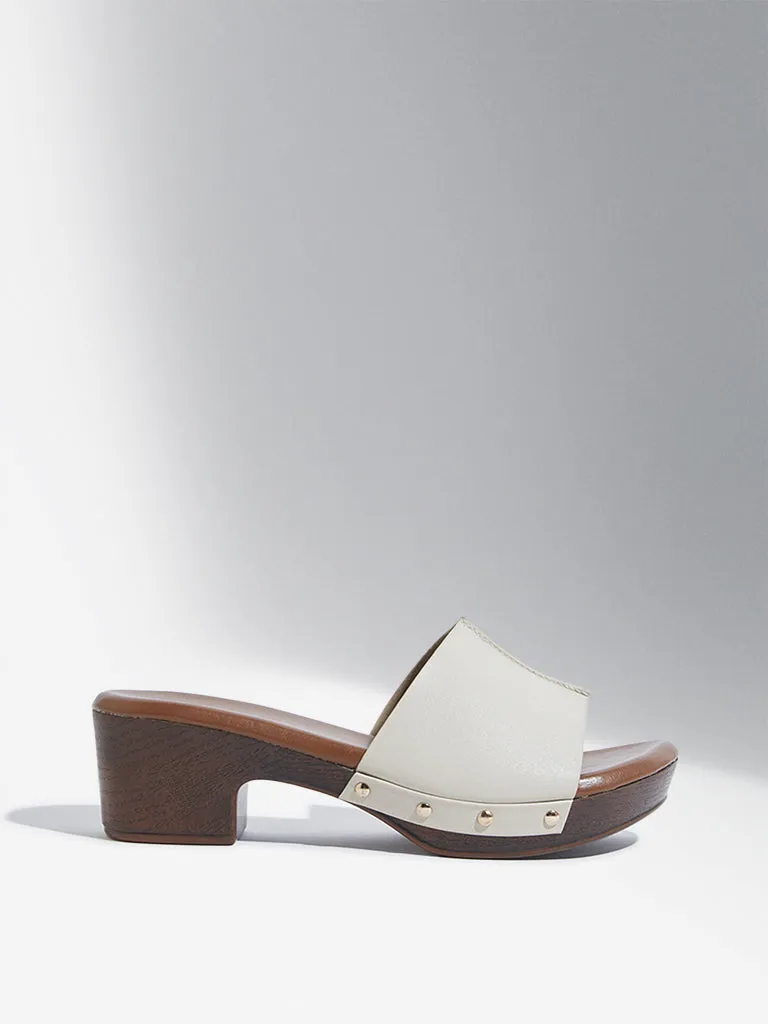 LUNA BLU Ivory Slip-On Heel Sandals