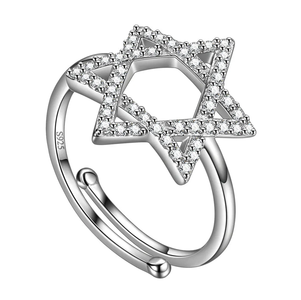 Magen David Star Band Ring for Mens Womens Jewish Ring 925 Sterling Silver