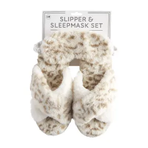 MUD Cream and Leopard Slipper Set