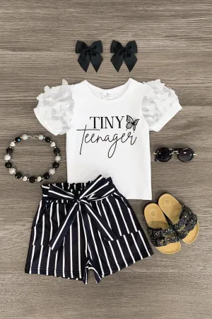 "Tiny Teenager" Striped Short Set