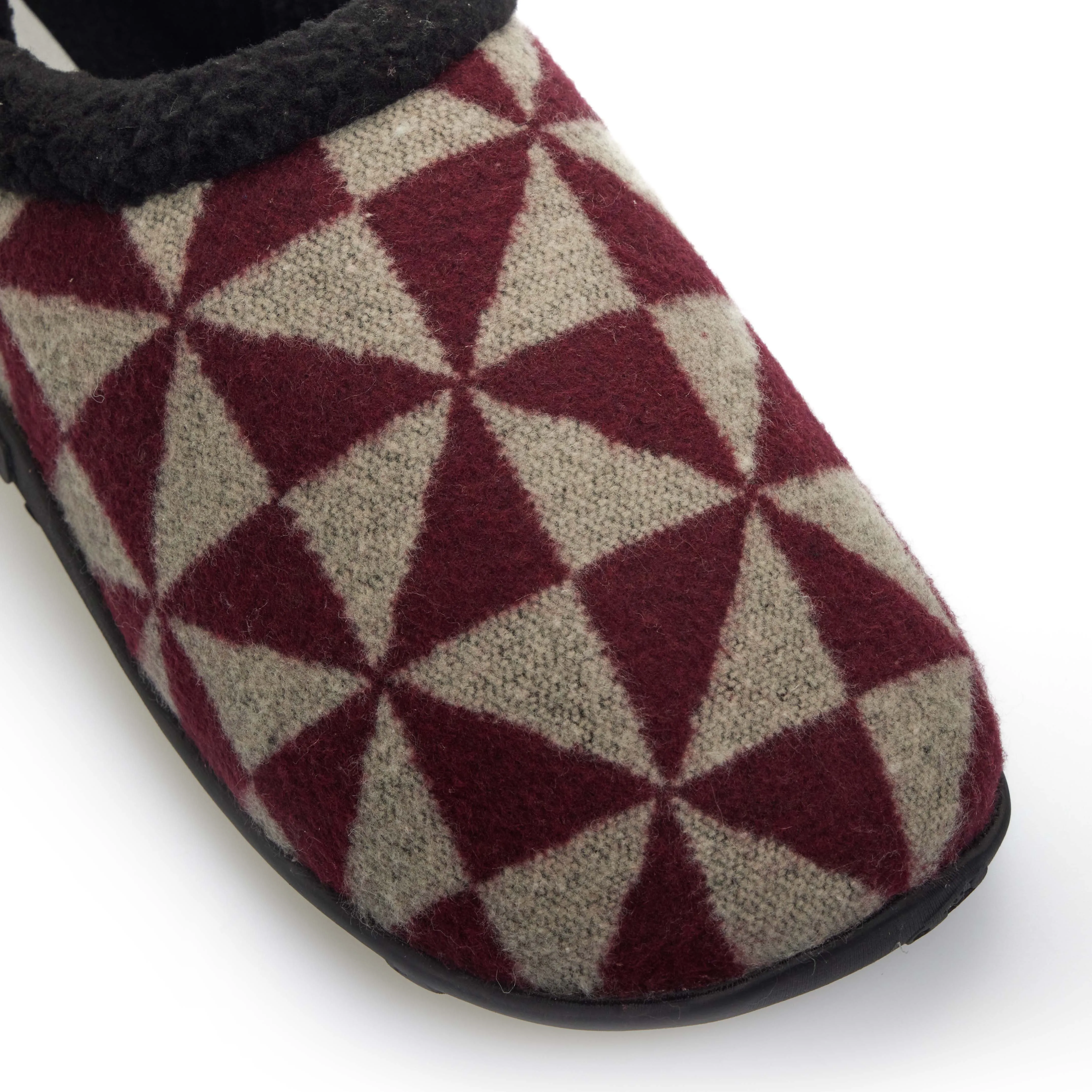 Ronnie - Burgundy Beige Geometric Patterned Men's Slippers