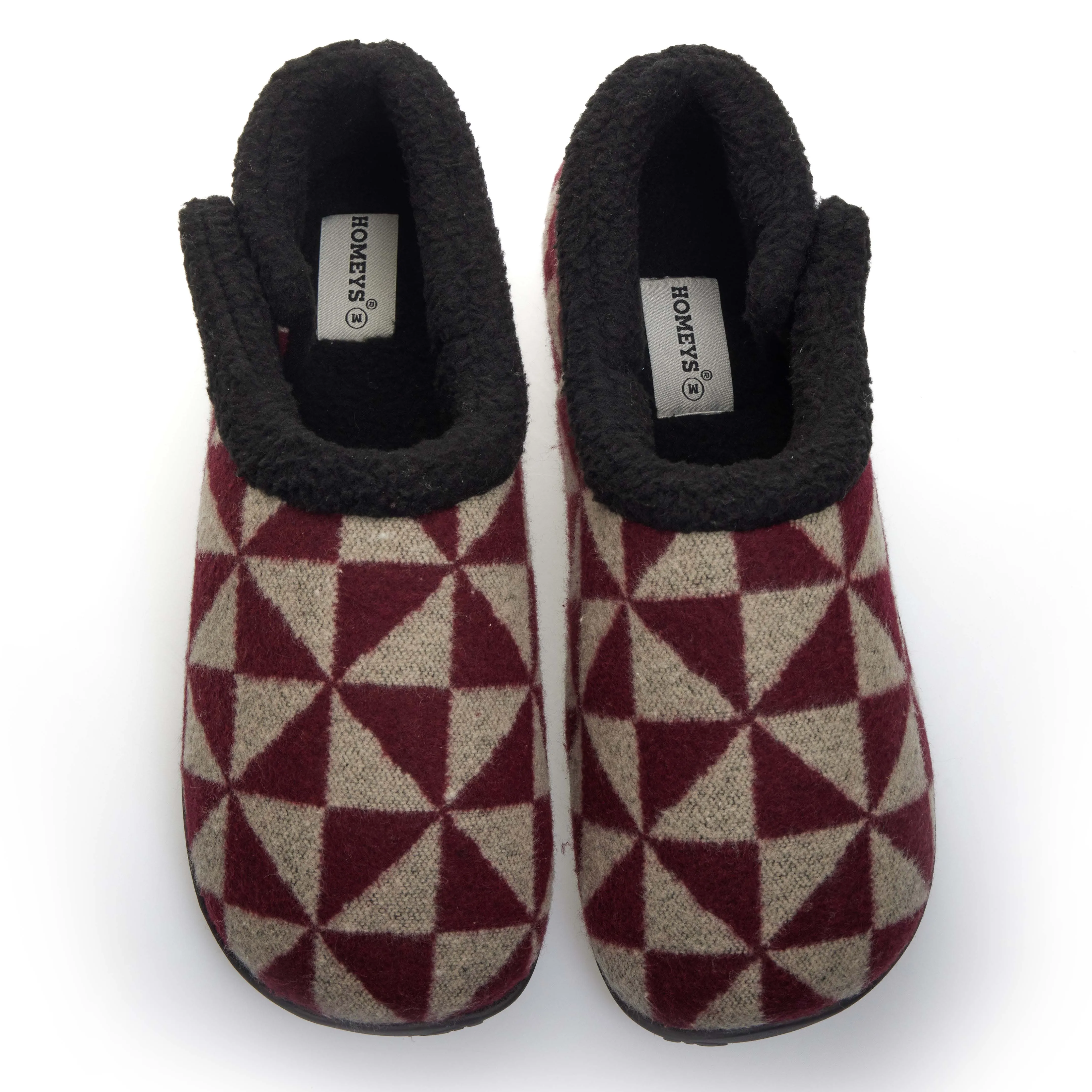 Ronnie - Burgundy Beige Geometric Patterned Men's Slippers