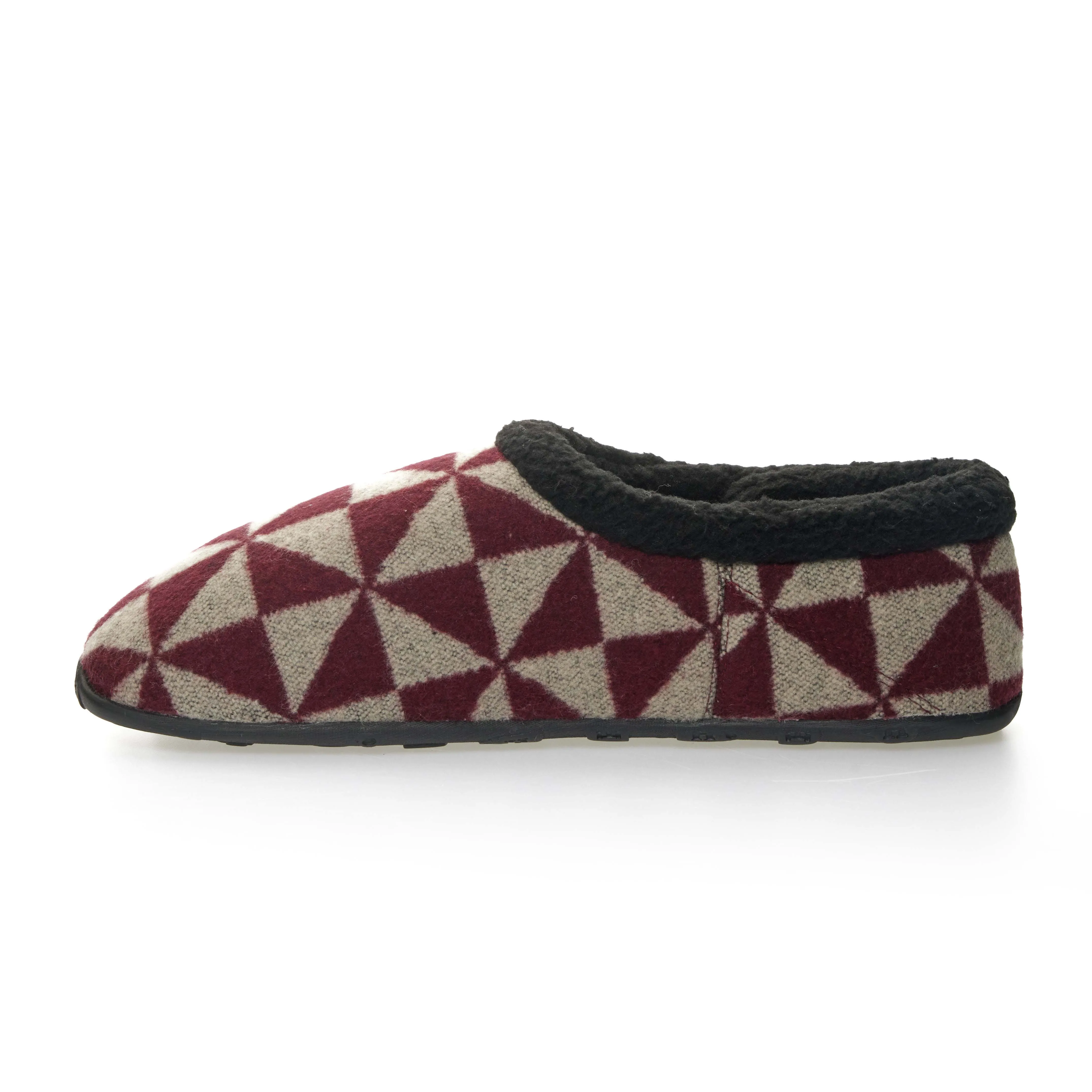 Ronnie - Burgundy Beige Geometric Patterned Men's Slippers