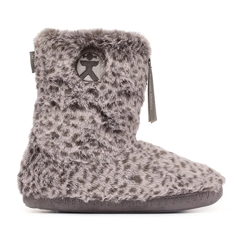 Sabor - Leopard Patterned Faux Fur Slipper Boot - Mid Grey Leopard