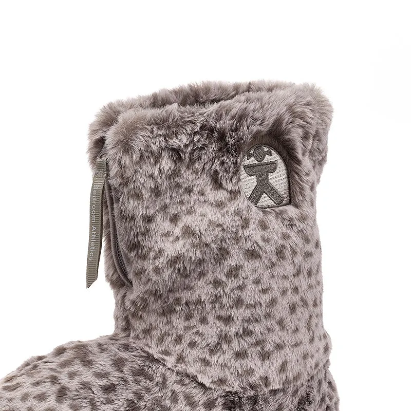 Sabor - Leopard Patterned Faux Fur Slipper Boot - Mid Grey Leopard