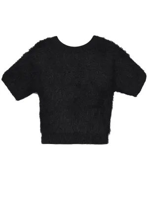 Short Sleeve Fuzzy Sweater