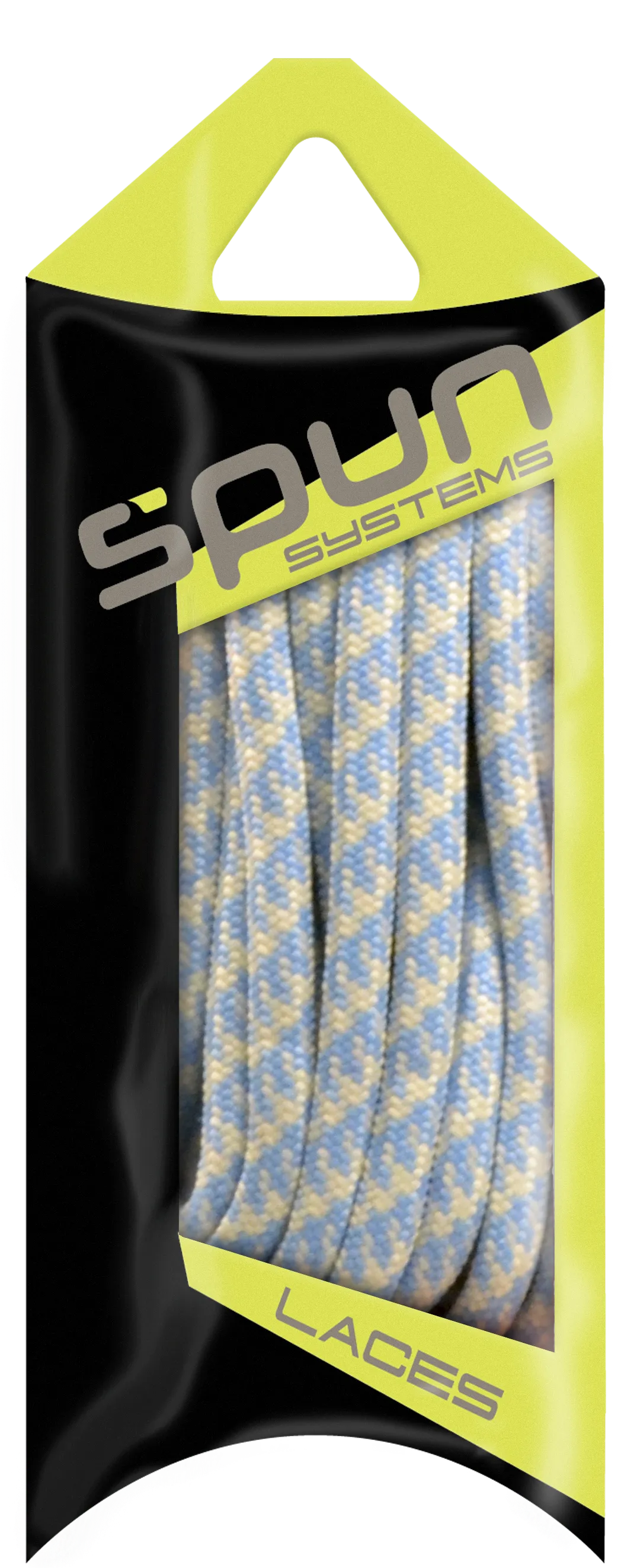 Spun™ Round Houndstooth ShoeLaces - Neon Blue & White