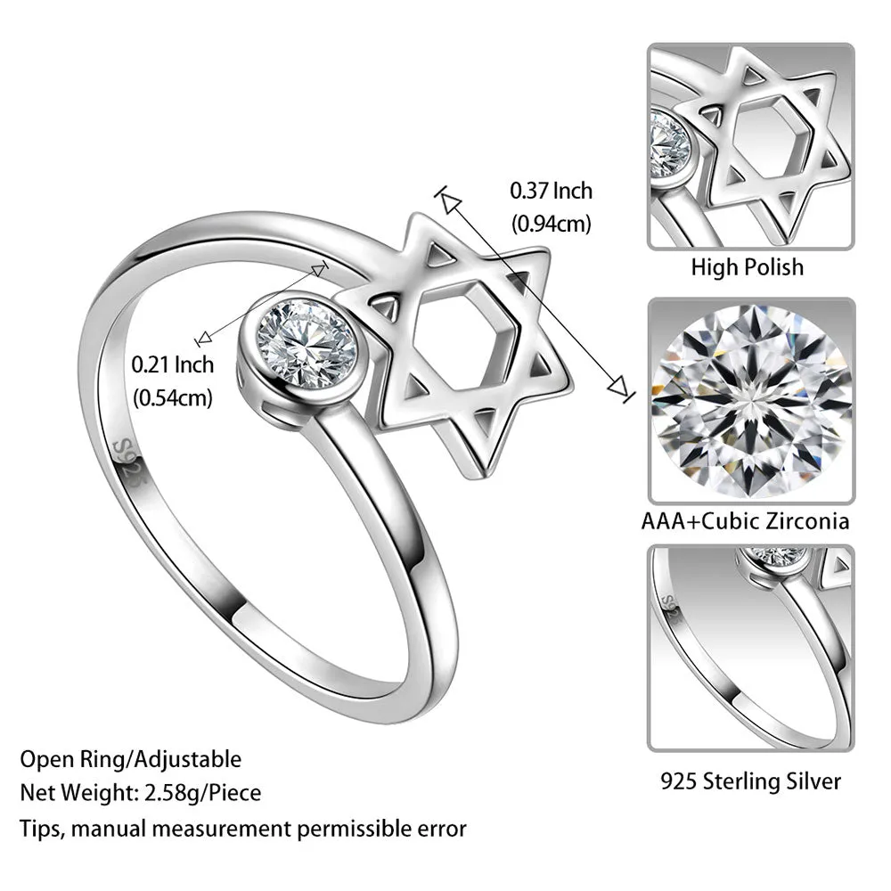 Star of David Ring Women Men Jewelry Gift 925 Sterling Silver