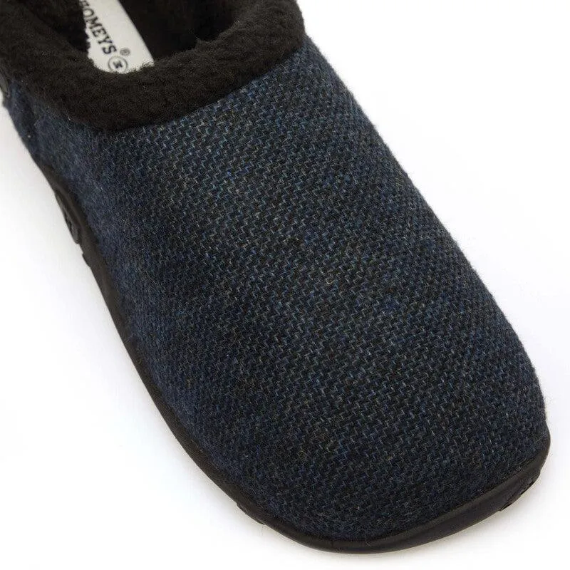 Tony - Dark Blue Tweed Men's Slippers