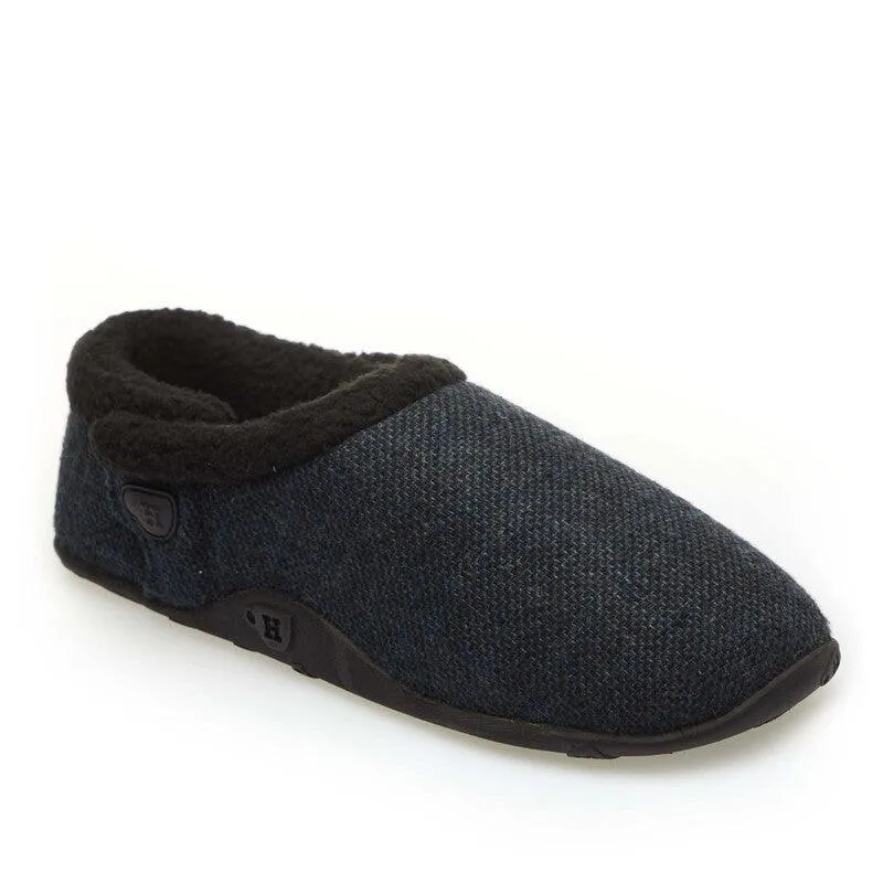 Tony - Dark Blue Tweed Men's Slippers