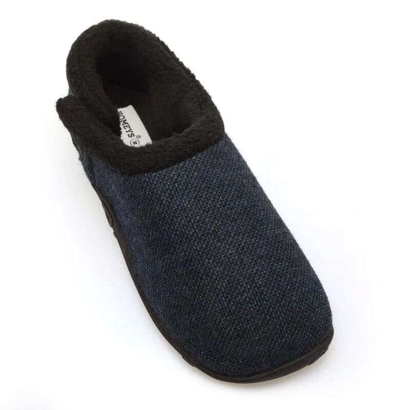 Tony - Dark Blue Tweed Men's Slippers