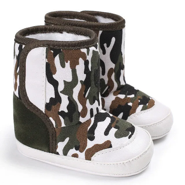 Winter camouflage boots for baby (blue/pink/white/black)