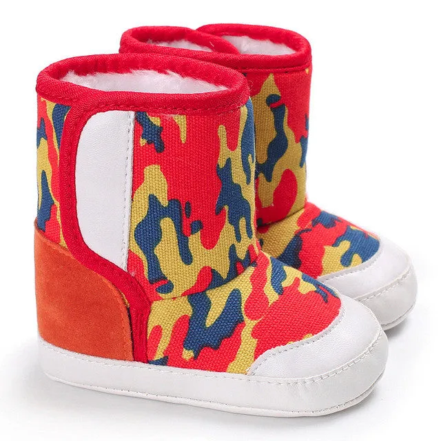 Winter camouflage boots for baby (blue/pink/white/black)