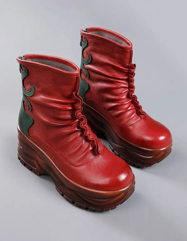 Winter Ethnic Style Waterproof Platform Retro Boots