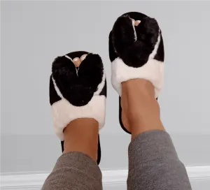 Women Pantoufle slippers - Open toe (black x white)