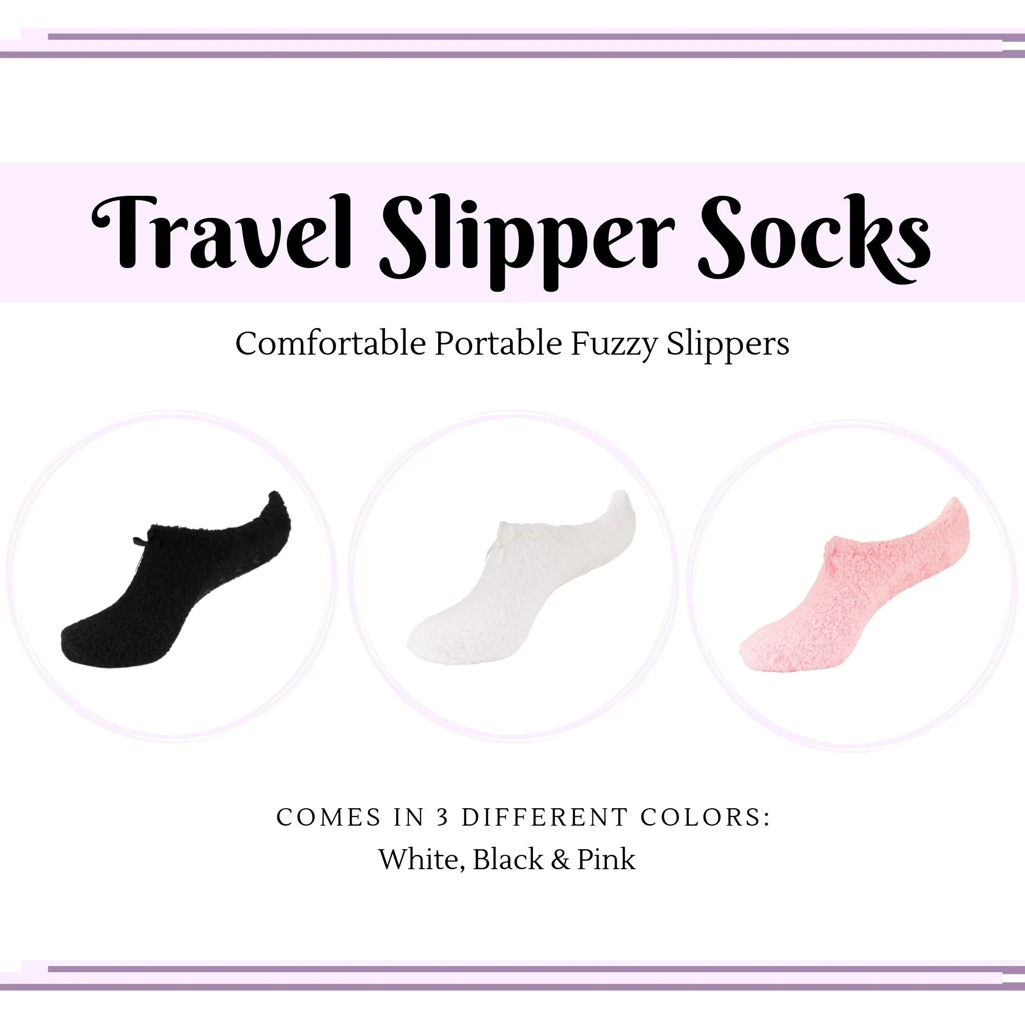 Women's Adult Fuzzy Low Cut Travel Socks with Non-Skid Bottom