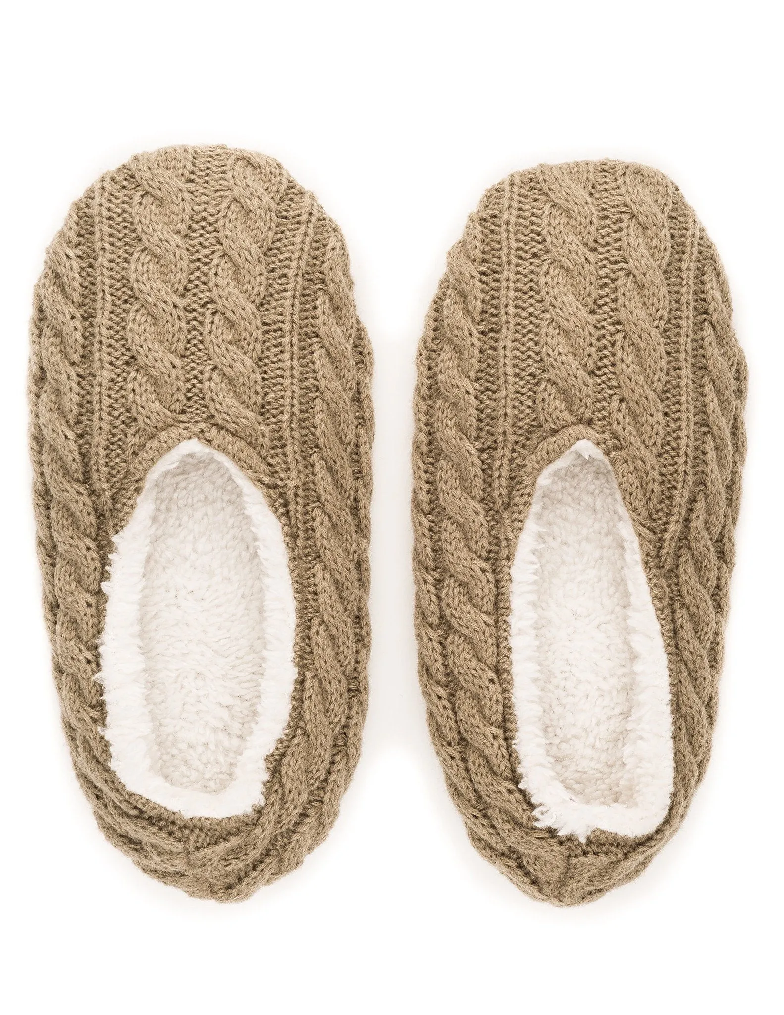 Women's Cable Knit Indoor Ballet Slippers - Taupe