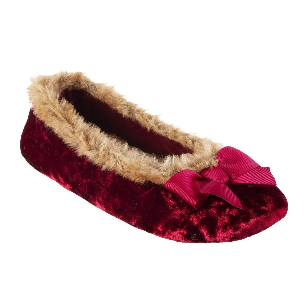 Women’s Iridescent Velour Krista Ballerina Slippers