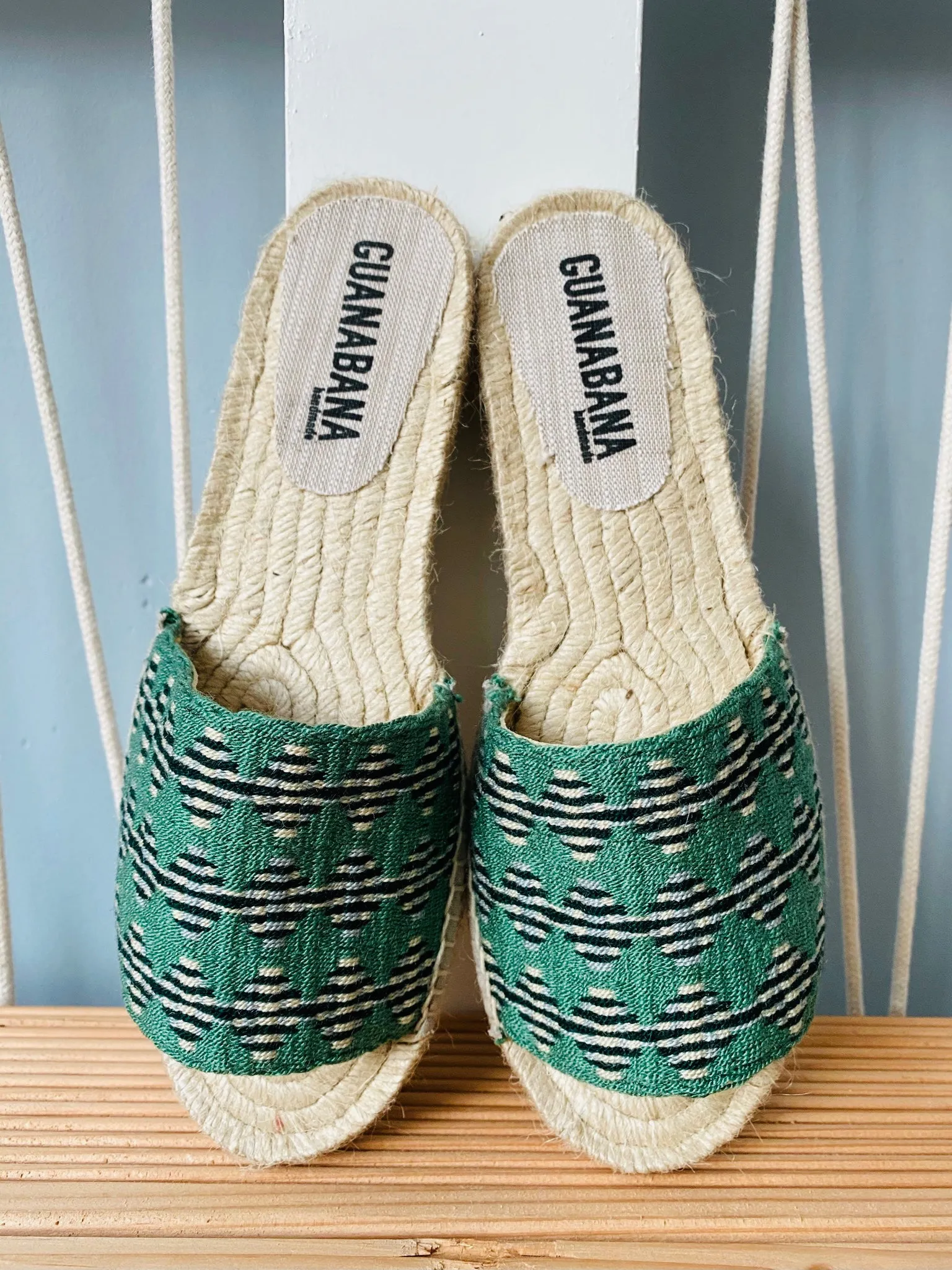 Woven slip on aqua