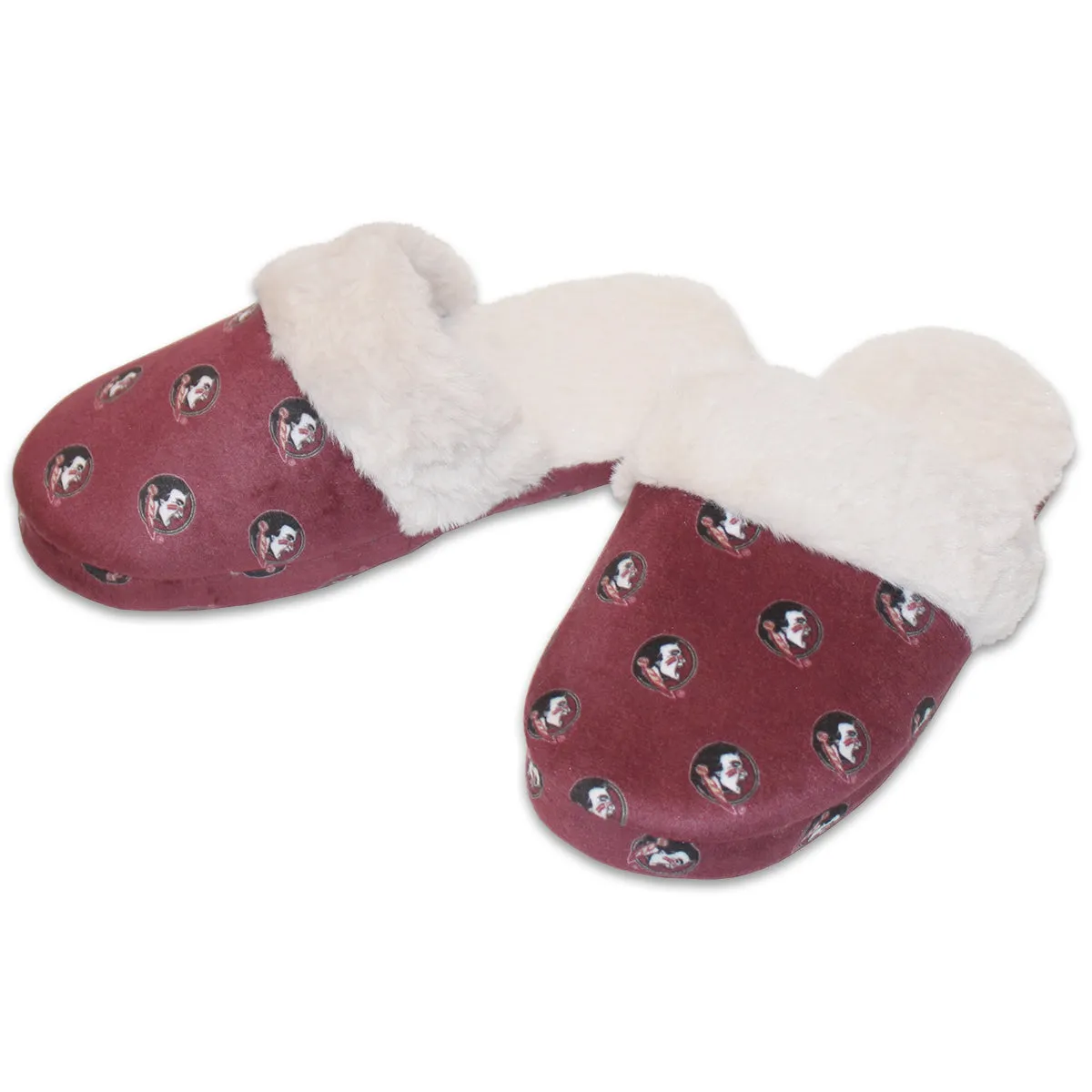 ZooZatz Women's Seminole Logo Fuzzy Slippers - Garnet